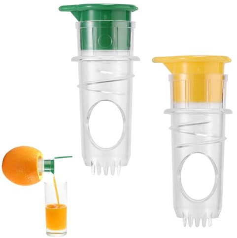 Lyreh 2pcs Screw Top Lemon Squeezer, Plastic Mini Screw Top Lemon Juicer with Built-in Filter Handy Juice Squeezer with Lid for Drinks Cocktails Beverages