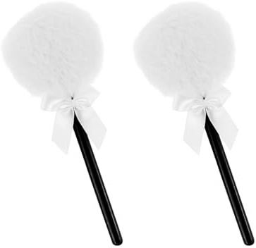 Lollipop Shape Setting Powder Puff,Fluffy Body Powder with Long Handle,Soft Cosmetic Makeup Puffs Women,Cosmetic Applicator for Setting Loose Dusting Blender & BodyPowder Application (white)