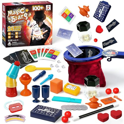 VIANBYE Magic Set - Magic Tricks for Kids 24 in 1 Magician Performance Props Kit with Wand Cards - Kids Toy with Beginner Video Instructions Christmas Birthday Gift for 5 6 7 8 9 10 11 Boys Girls
