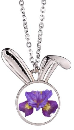 no/no Collana con ciondolo a forma di coniglio, orchidea viola, idea regalo
