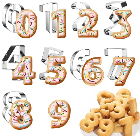 0-9 Number Cookie Cutters Set 3 Inch, 9PCS Stainless Steel Metal Number Cutters for Birthday Cake,Cake Topper,Baking Decorating,Fondant,Digit cookie cutters