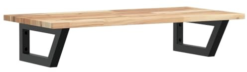 vidaXL Waschtischplatte mit Halterung, Holzplatte Waschtischkonsole Wandmontage, Waschbeckenplatte Wandkonsole Wandregal, Stahl Massivholz Akazie