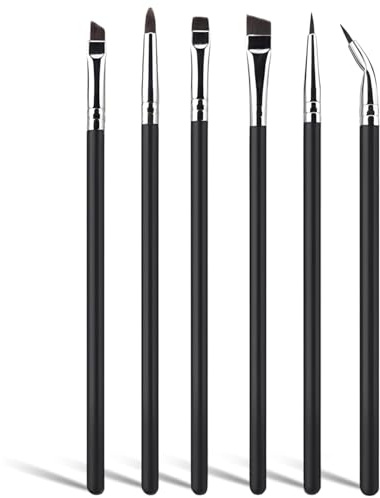 6-Piece Professional Eyeliner Brush Set with Angled,Ultra Flat Thin, and Fine Point Brushes for Precise Makeup Application