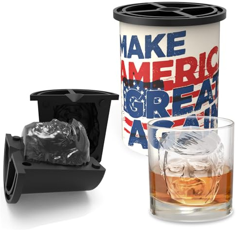 Clear Ice Cube Maker - Make America Great Again - Funny Stainless Steel Whiskey & Cocktails & Bourbon Ice Cube Mold, Easy-Release Clear Ice Maker, Whiskey/Christmas/Birthday Gift for Men/Dad
