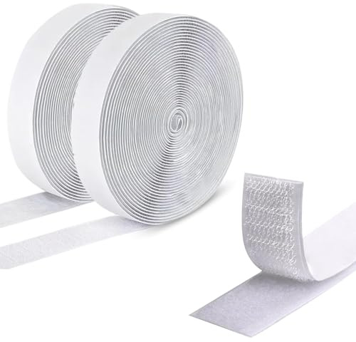 liuchanghe Klettband Selbstklebend Extra Stark, 20mm x 5m Klettverschluss Selbstklebend, Doppelseitig Klebende für Fenster, Fotorahmen, Moskitonetze, Auto Heimwerken (Weiß)