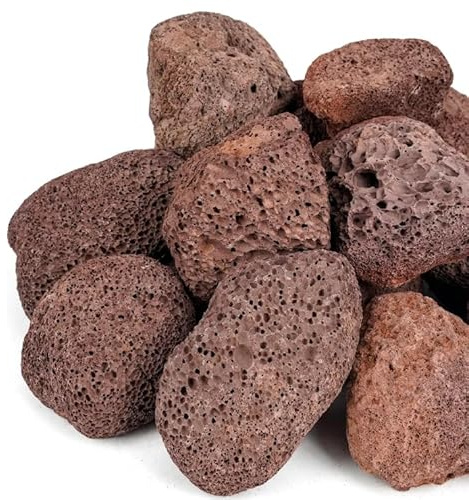 TODOSTONES Piedra LAVA DECORATIVA porosa especial para ACUARIOS 40-60 mm ROJA (3 kG)