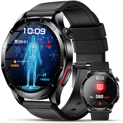Smart Watch for Men Women with Blood Pressure & ECG, 1.43 AMOLED Fitness Tracker with Bluetooth Calls/SOS Help, 24/7 Heart Rate/SpO2 /Sleep Monitor, 120 Sports Modes, IP68 Waterproof for Android iOS