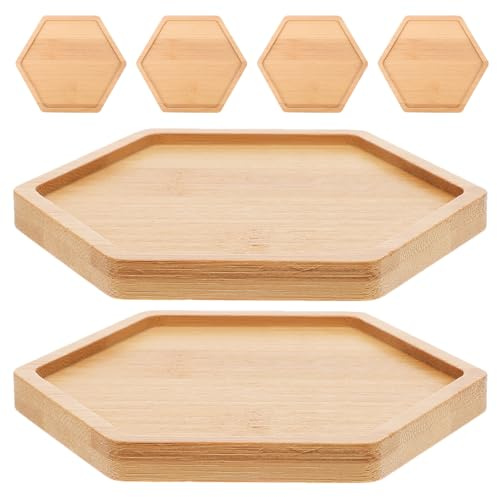 DOITOOL 6 Pezzi Sottobicchieri per Piante in Esagonali Decorativi per Vasi di Succulente e Bonsai Sottovasi Resistenti all Acqua per Interni Base Artigianale per Fioriere