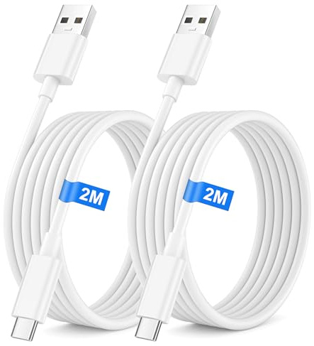 Cable USB A USB C Carga Rapida, [paquete de 2] 2M Cable USB A USB C para iPhone 15 16 17 Pro Max/Plus/17 Air/iPad Pro/Air, Samsung Galaxy S26/S25/S24, Huawei P80/P70, Cable USB Tipo C Carga Rapida