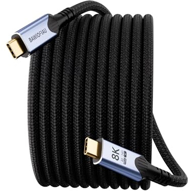 BAWIOFIAU Câble USB-C vers USB-C 3 Meter Long,240W type c Charge Rapide Compatible Thunderbolt 4/3,USB 4 Câble, 40Gbps USB C Cable Transfert Données, Vidéo 8K/4K HD pour Moniteur, Smartphone, SSD