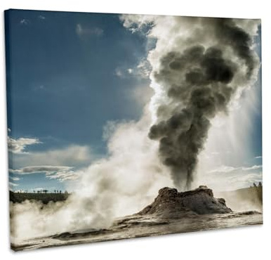 3dRose Erupting Castle Geyser, Upper Geyser Basin, Yellowstone NP, Wyoming. Museum Grade Canvas Wrap 20x16