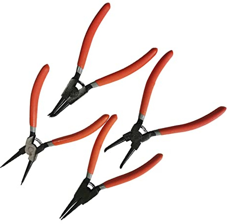 Marhynchus Juego de Alicates para Anillos de Seguridad, Aleación de Hierro, Práctico Kit de 4 Piezas para Extracción de Anillos de Presión Externos Internos, Ideal para Mecánicos y Entusiastas del