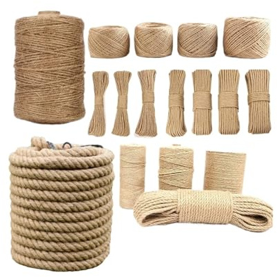 Cuerda de yute vintage Cordel de yute vintage 1-14 mm for manualidades, jardinería y decoración bodas (2-100 m) Cuerda de cáñamo para jardinería(10mm 2meter)