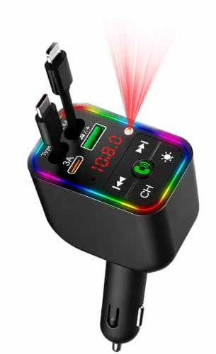 Bluetooth FM Transmitter fürs Auto mit RGB LED Sternenhimmel-Projektion