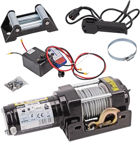 DEMA Elektrowinde 12V | Elektrische Seilwinde | Seilzug Elektroseilzug 1,6t / 3,2t Winde für Auto, Boot & mehr
