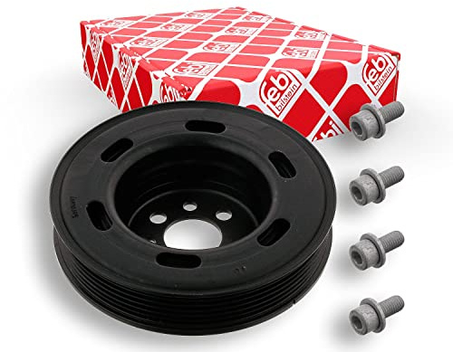 febi bilstein 33608 Riemenscheibe (entkoppelt) für Kurbelwelle, mit Schrauben, 1 Stück | Kompatibel mit: AUDI A3, A3 Sportback, A4 B6, A4 B6 Avant, A4 B6 Cabriolet, A4 B7, A4 B7 Avant, A6 C5, A6 C5 Avant, TT
