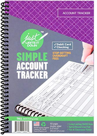 The Superior Register's Premium Check Book Register & Debit Card Ledger Notebook - Checking Account Register, Business Ledger, Cash Log & Expense Tracker - Standard Edition - 1 Pc, Purple