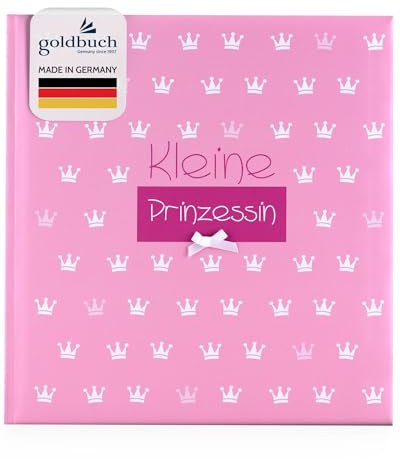 goldbuch 15087 Babyalbum Kleine Prinzessin, 30 x 31 cm, Baby Fotoalbum mit 58 weißen Blankoseiten & 4 illustrierten Seiten und Pergamin-Trennblättern, Kunstdruck mit Relieflack & Accessoires, Rosa