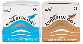 Nasara Original Kinesiologisches Physio Sport Tape: Sparset mit 2 Tapes für Sport und Medizin, Rollengröße 5cm x 5m (Türkis, Beige)