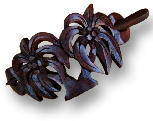 ISLAND PIERCINGS Haarspange Handarbeit aus Holz HS24: Unisex, alle Altersgruppen, Braun, Land Rustikal, Palmen, Klaue, Haarspange, Frauen, ca. 10,5 cm, 1 Stück
