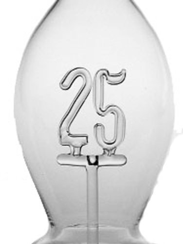 Oberstdorfer Glashütte Flasche mit 25 bauchige Glaskaraffe klares Kristallglas mundgeblasen Höhe ca. 30 cm Füllmenge ca. 0,5 Liter