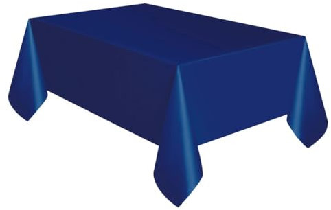 Solid True Navy Blue Rectangular Plastic Table Cover (137cm x 274cm) 1 Count - Elegant & Durable Tablecloth for Parties, Events, and Home Use
