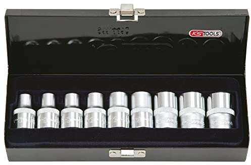 KS Tools 922.1369 Coffret de 9 douilles TORX® 1/2'' - 38 mm- E10 à E24 | Coffret de 9 douilles TORX®, L.38 mm - 1/2'' - E10 à E24, Chrome Vanadium, outillage professionnel