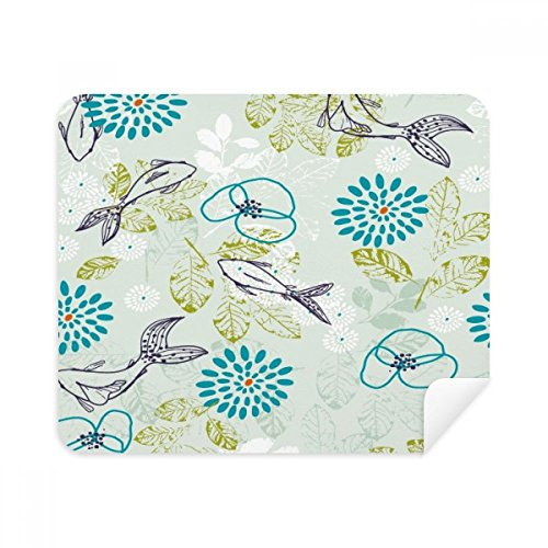 DIYthinker Fisch-Blatt-Blumen-Blau Tier Telefon Bildschirmreiniger Gläser Reinigungstuch 2Pcs Suede Fabric