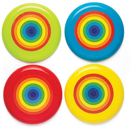Baker Ross- Discos voladores con Arcoíris (Pack de 8) para Bolsas de cotillón Infantiles, varios colores