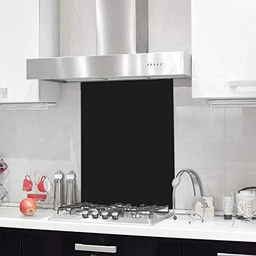 BELOFAY 6mm Tempered Glass Splashbacks for Cookers, Toughened Glass Heat Resistant Splashback for Kitchen (60x60, Black)