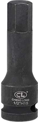 sourcing map Schraubendreher 1/2 Antrieb X H15 15mm Schlag Sechskant Bit | Einsatz, Metrisch 3 Länge, Cr-Mo Stahl