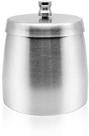 YOCZOX Windproof Ashtray, Stainless Steel Floor Standing Ashtray with Lid, Unbreakable Cigarette Ash Holder with Non-Slip Base for Outdoor Home Office, Easy to Clean - 600ML