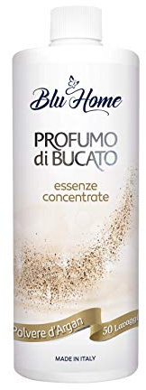 Blu Home Profumo per BUCATO, Essenza Profuma Bucato, Essenza Bucato a Lunga Durata, Super Concentrato per Lavatrice (500 ml (Confezione da 1), Polvere d'Argan)