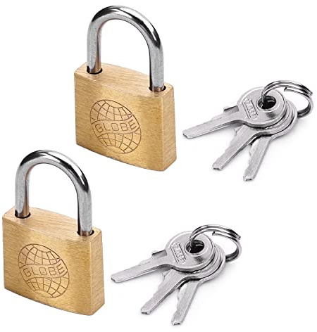 MroMax - Lucchetto in ottone, con chiave diversa, larghezza 20 mm, finitura spazzolata, corta, resistente alla ruggine, impermeabile, per cassetti, palestra, armadietti, magazzini, 4 pezzi