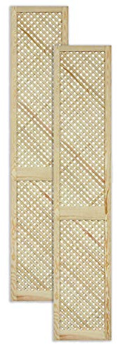 ben+camilla.com Gittertür Holztür Natur 201,3 x 39,4 cm Schranktür Raumteiler Schiebetür für Regale, Schränke, Möbel | Kiefer Holz unbehandelt | Doppel-Paket 2-er Pack