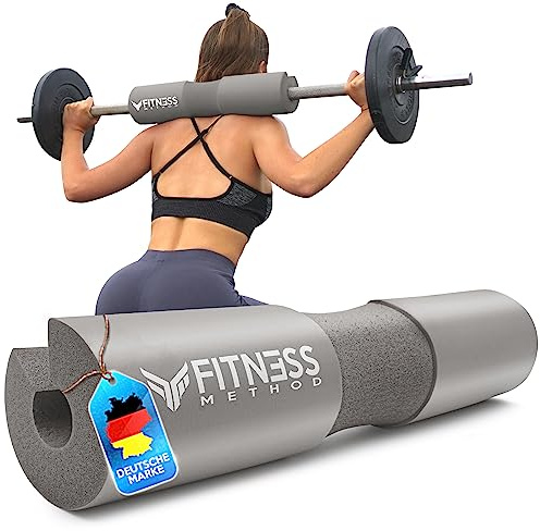 FITNESS METHOD® 2024 Upgraded Langhantel Polster für Hip Thrust & Kniebeugen Barbell Pad +BOOTY Guide+ Klettverschluss, Nackenpolster