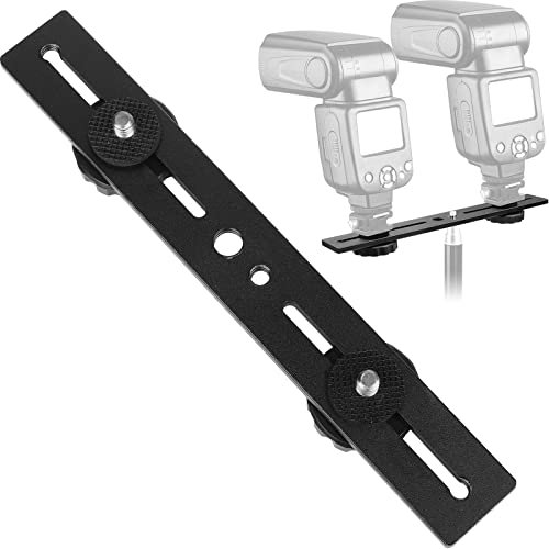 ChromLives Barre d'extension de flash pour appareil photo 20,3 cm avec support de trépied pour trépied double griffe 1/4'' pour appareil photo compatible avec lumière LED, photo reflex, trépied