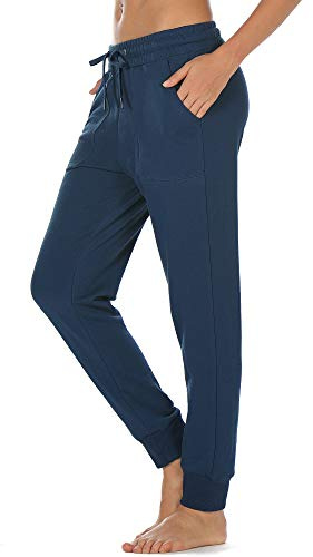 icyzone Damjoggingbyxor bomull, långa sportbyxor, lediga basplagg, sweatpants