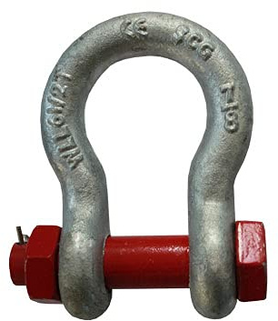 Hochfeste Omega-Schäkel 4,5 t geschweift mit Sicherheitsbolzen – robuster Safety-Schäkel 4500 kg als Anschlagmittel für Krane, Seile und Ketten