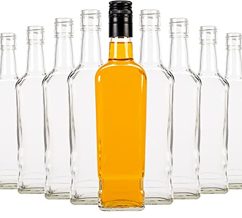 SUPERBUTELKI.PL - Set di 50 bottiglie Walker da 500 ml in vetro, vuote, da riempire, decorative, vetro elegante e moderno di alta qualità (50 pezzi, 500 ml)