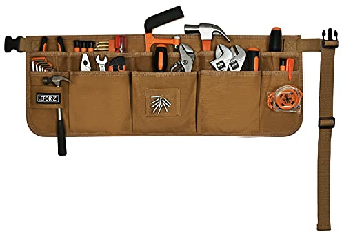 Werkzeuggürtel-Werkzeugtasche mit 13 Taschen, gewachstes Segeltuch, Werkzeuggürtel für Herren, verstellbare Taille, Werkzeug-Aufbewahrungstasche für Elektriker, Tischler, Bau, Arbeitsschürze