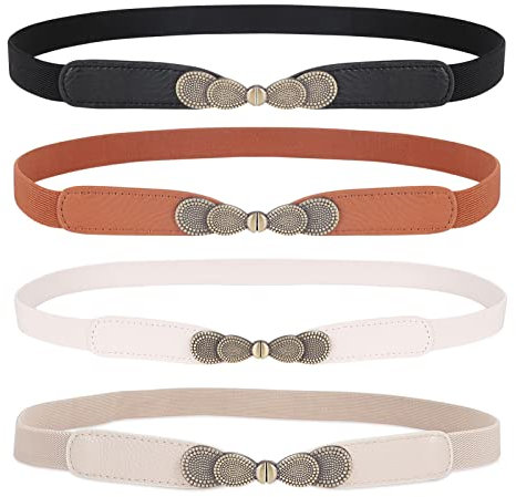 WERFORU Dünner elastischer Stretchgürtel für Damen für Kleider Retro Damen Vintage Dünne Taille Gürtel