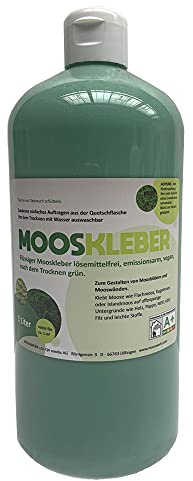 Mooskleber flüssig - Flüssiger Moosleim zum Gestalten und Basteln von Moosbildern - Nach dem Trocknen grün - 1 Liter