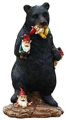 MISETA Statue de jardin ours noir et nains de jardin Décoration de pelouse pour votre jardin ou pelouse 3.942.365.91 cm