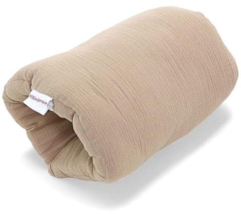 HOBEA-Germany Ministillkissen für unterwegs, Modell: Musselin Taupe | OEKO-TEX® STANDARD 100 zertifiziert, IGR zertifiziert (ergonomisches Produkt) Stillmuff Reisestillkissen Armstillkissen