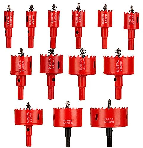 YAYODS 13PCS Hole Saw Sets, 18MM-75MM Hole Saws, M42 Bi-Metal 70MM Hole Cutter Set with Hexagon Adapter and Centring Drill for Cutting Wood, Drilling Soft Metal, PVC Board and Plastic