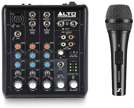 Sennheiser XS1 Professional Handheld Dynamic Microphone with Clear Sound Quality, Robust Build for Singers and Presenters and Alto TrueMix 500 Audio Mixer with XLR Mic In and USB Audio Interface
