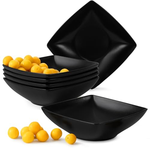 Konsimo. Elegant Suppenteller Set 6er - Schale aus Keramik - Pastateller und Tiefteller für 6 Personen - EPIRI Salatteller Mikrowellengeeignet - 17x17 cm (500 ml) - Schwarz Matt