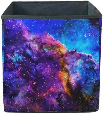Wanyint Organizadores de almacenamiento de cubos con estampado de cielo estrellado de 13 x 13 pulgadas, contenedores de almacenamiento abiertos para el hogar, contenedores de almacenamiento plegables