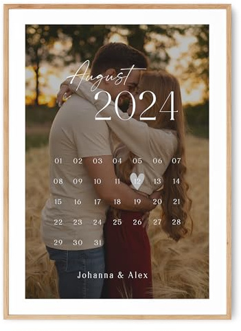HEI Print Personalisiertes Poster Jahrestagsgeschenk – Geschenk für Brautpaar, Paar, Hochzeitstag, Hochzeit, Verlobung, Kalenderbild, ohne Rahmen